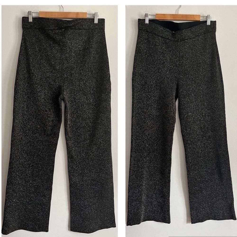 Soft Surroundings Mica Glitter Metallic Knit High Waist Wide Leg Holiday…